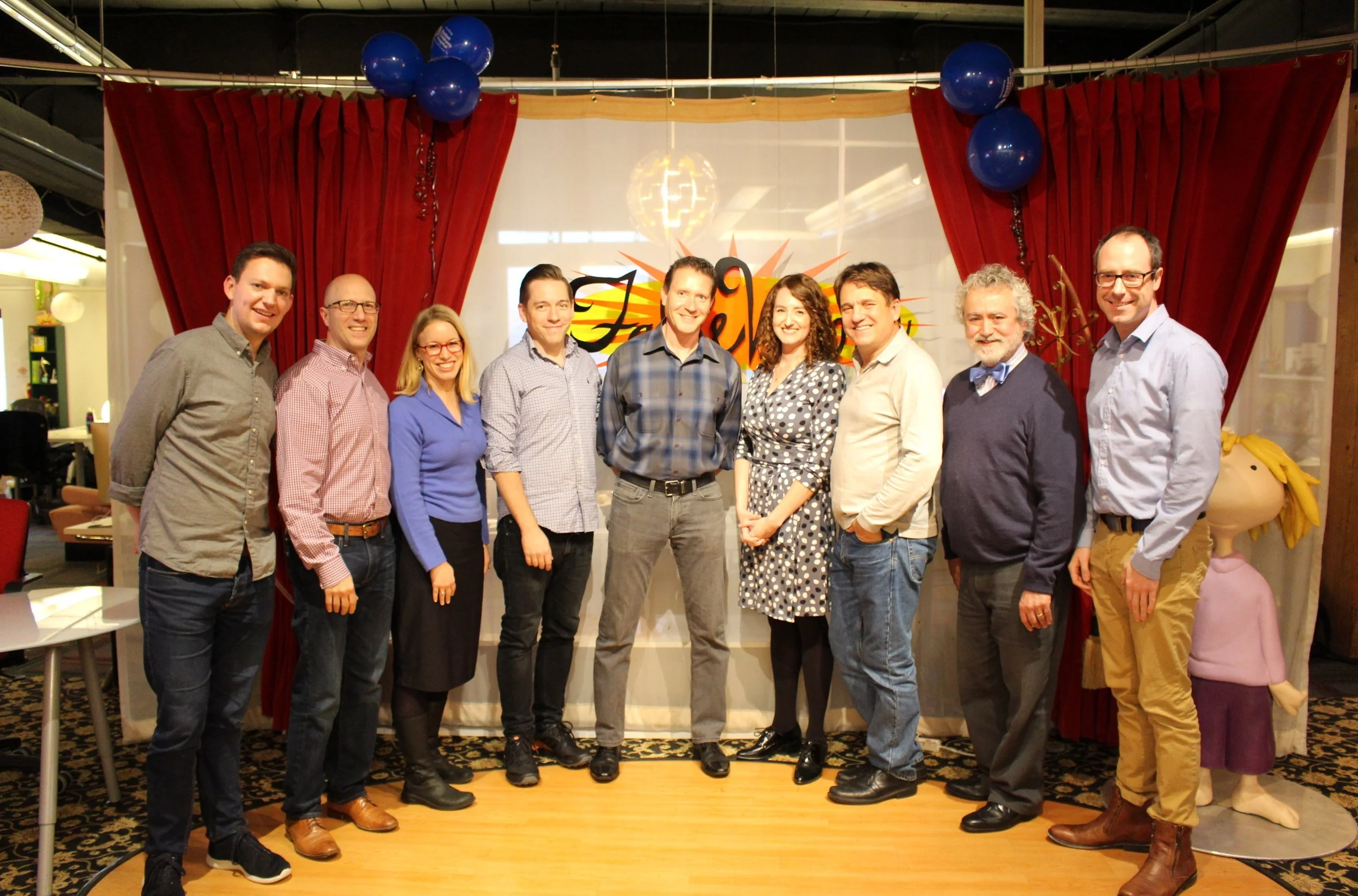 From left: Michael Fogarasi, Gary Goldberger, Amanda Severin, Keith Zoo, Tone Thyne, Sarah Ditkoff, Keith Lockhart, Dennis Alves, Peter Stidwill