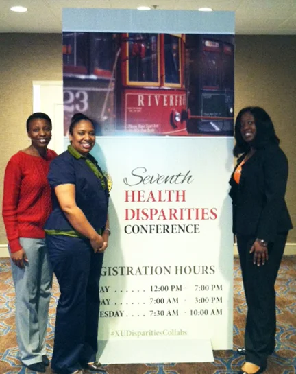 Nannozi Ssenkoloto, LBCHP Program Manager; Anesha Prier, Patient Navigator; and Dana Feist, Patient Care Coordinator at the Xavier University Health Disparities Conference, March 2014