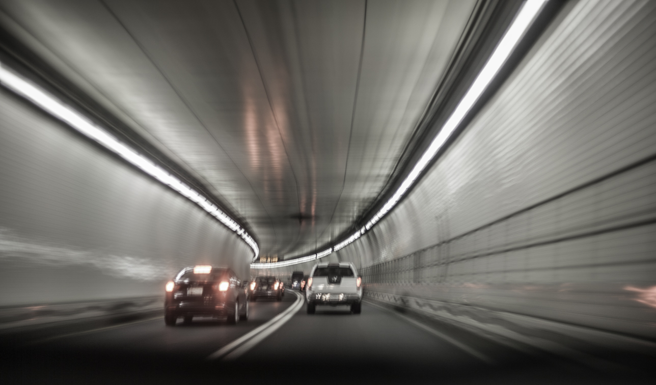in the bowels of the fort mchenry tunnel, our first of many tolls