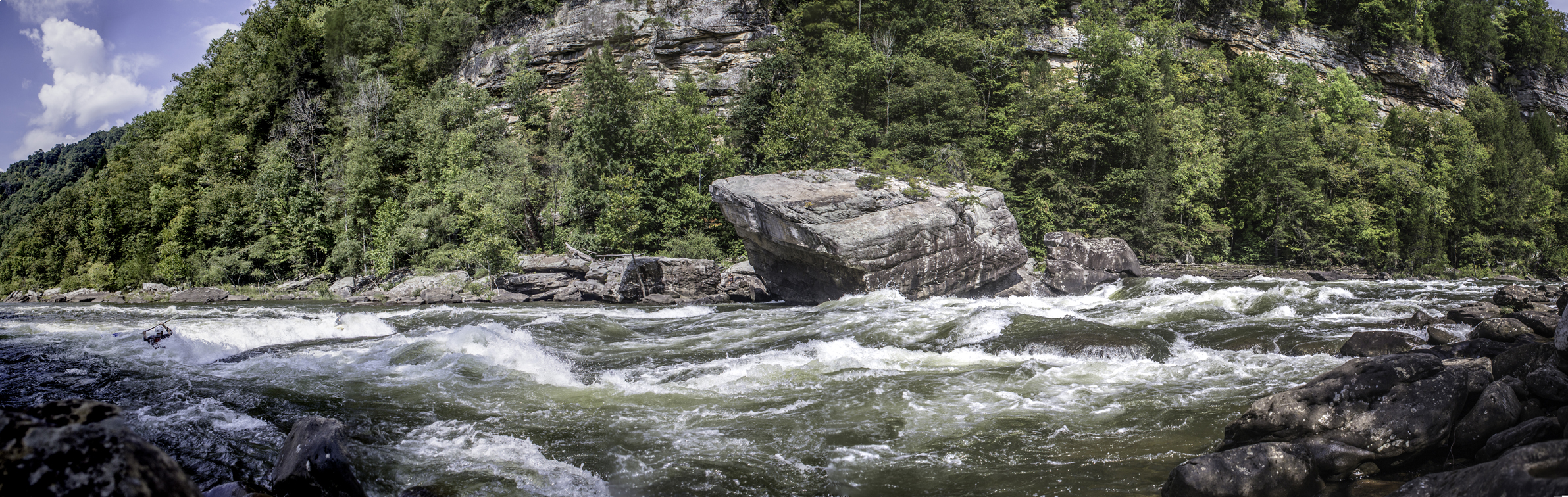 koontz flume - the first class IV+ rapid on the lower - 5 boat hole is at the far left. trust me, this rapid is huge when you are paddling a 5 foot kayak into it.
