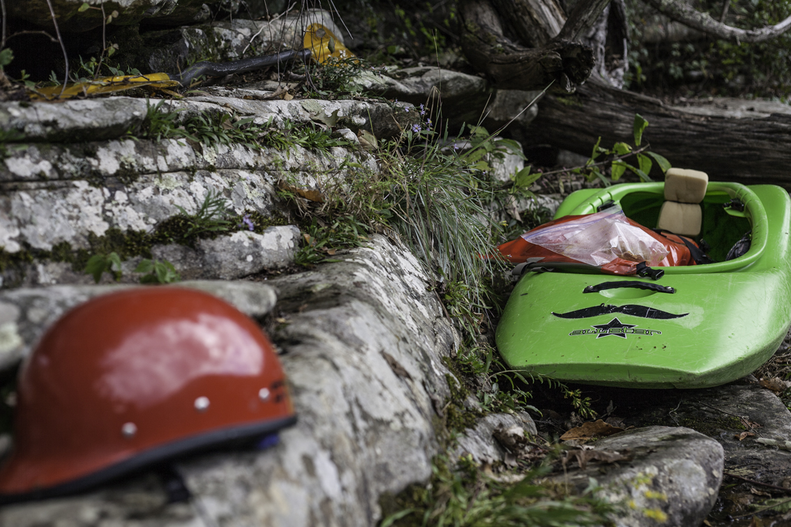 gear strewn about during lunch