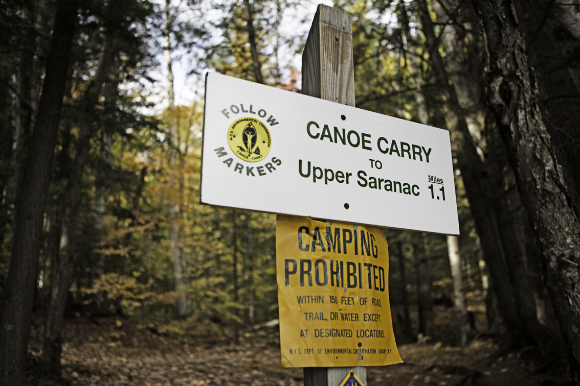 the portage marker at stony creek ponds, where we put back on the water