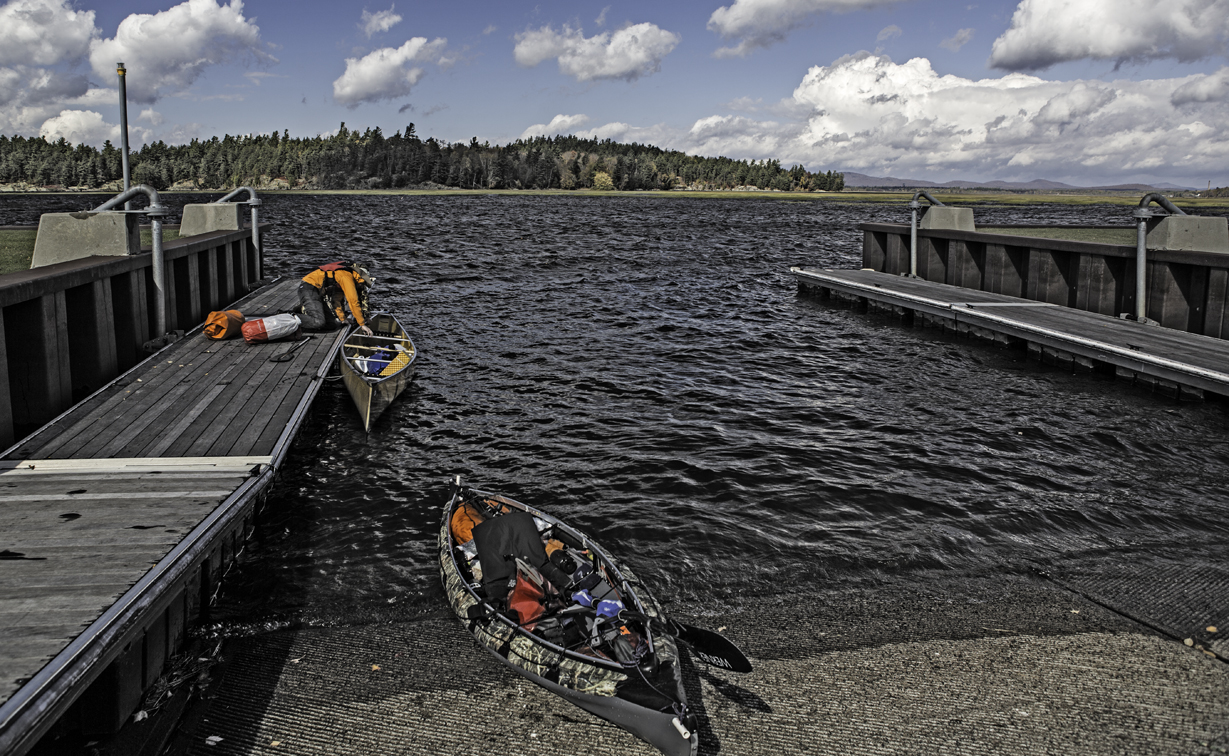 unloading the gear at the landing after a brutally windy paddle