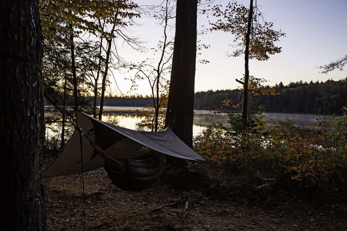 sunrise and my bed for 4 nights - toasty warm and super comfy - sleeping on the ground is bogus