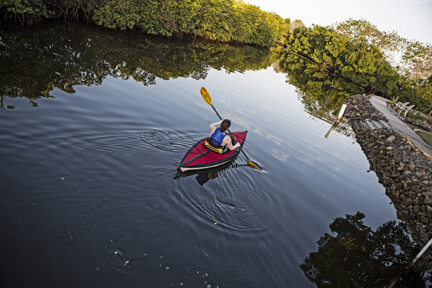 Cratty taking the Citibot out for a tour around Alligator Creek, behind my parent's place.