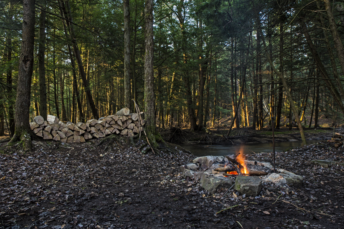 Good morning fire at the site on the first day of trout - normally the pile of wood is four times this amount.
