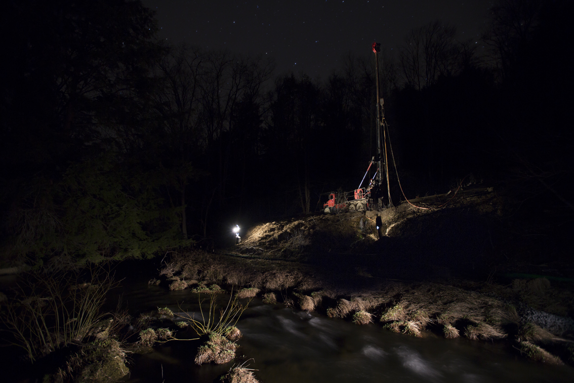 A portrait I made of a drill rig upstream from our campsite. I suspect it was a fresh water well to provide water for the fracking that is occurring all over the hills in this area.