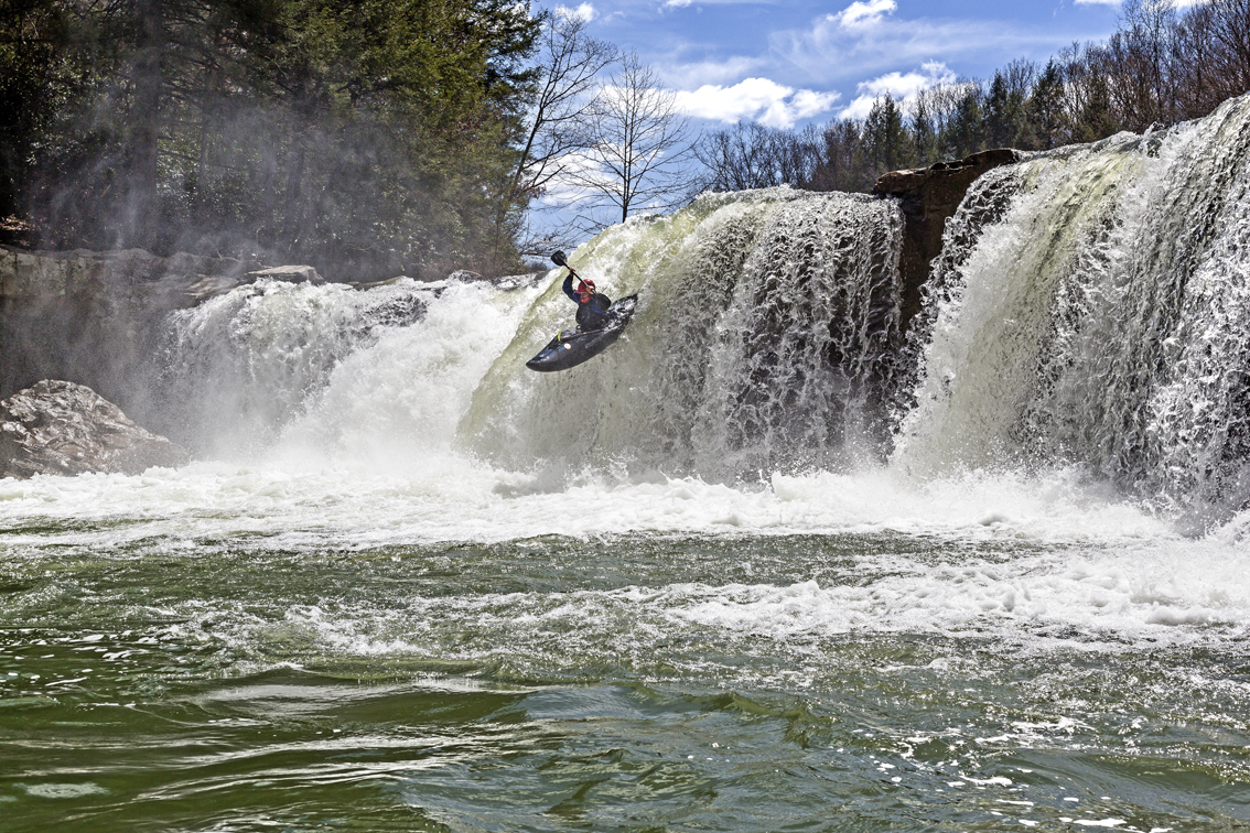 Nate at wonder falls on the lower Big Sandy River in west virginia.