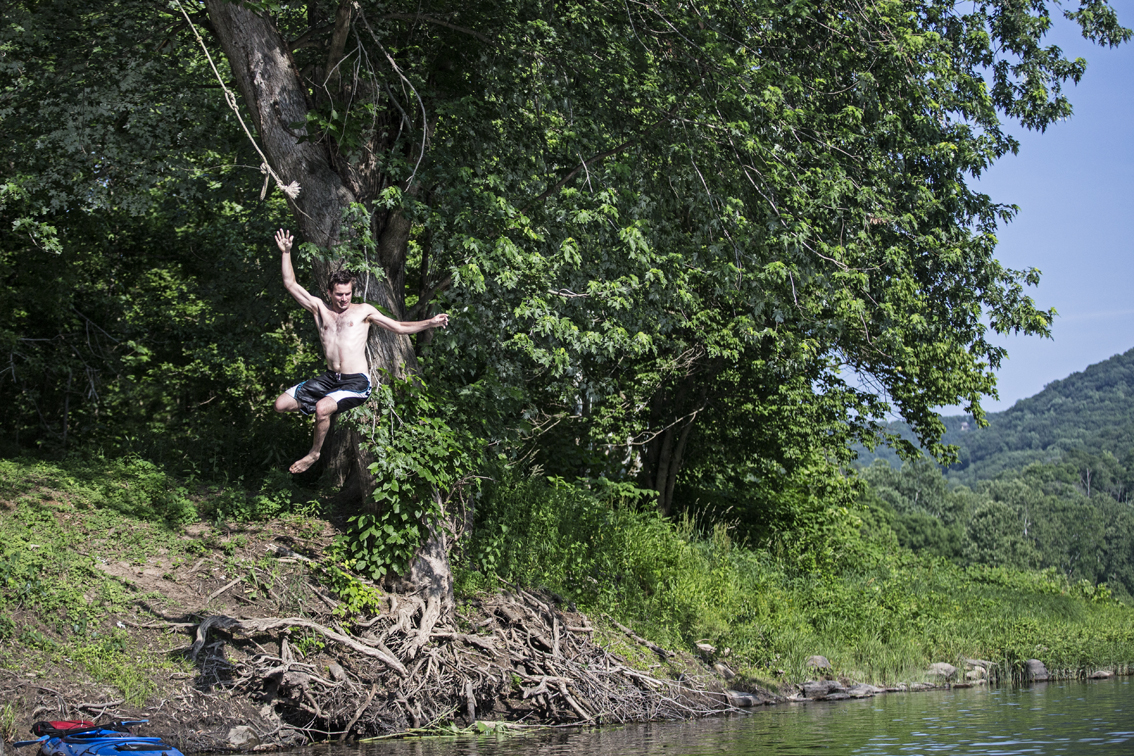 We found a rope swing, Ian used it.
