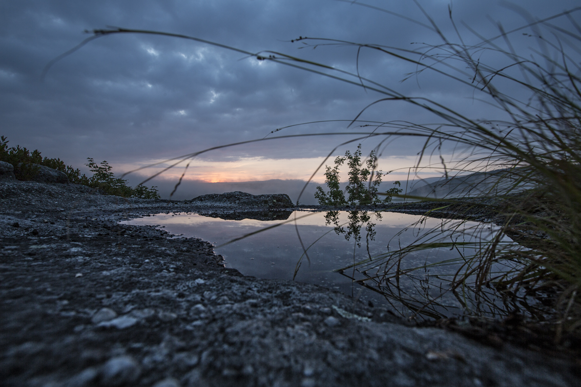 The crater, where we sat for dinner a few nights ago, filled with rain water. It made a great mirror.