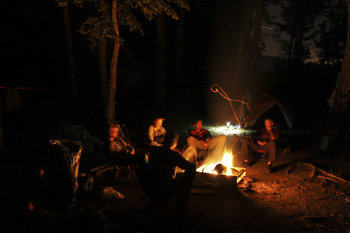 Dinner around the fire.
