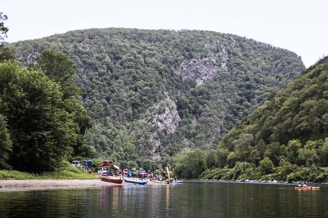 The take out at the water gap. Quite a popular place.