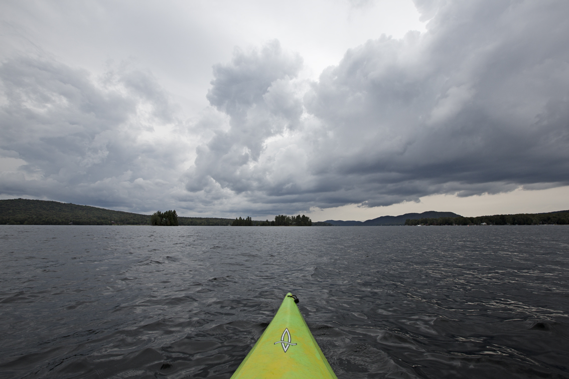 Stormy skies over Fourth Lake on the afternoon of the wedding.