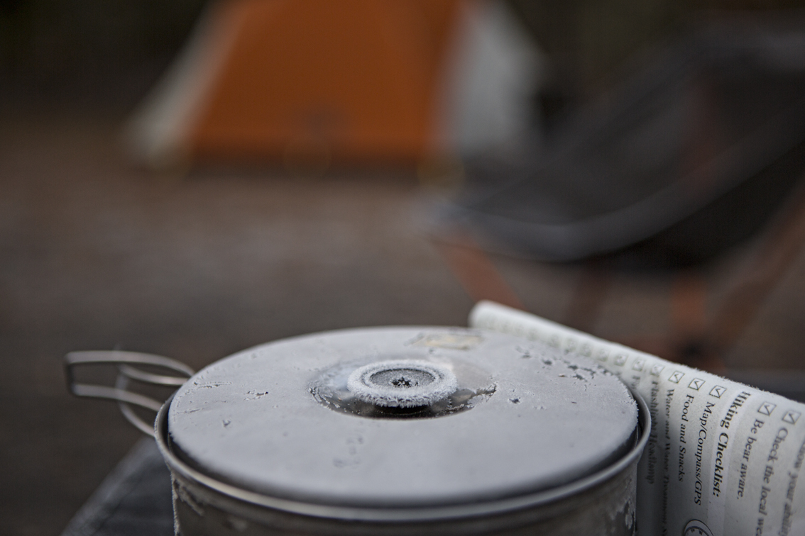 Frosty pot, and hiking check list of course.