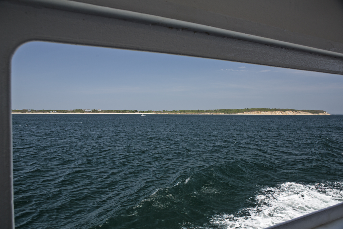 The point of Block island as seen from the rear of the ferry.