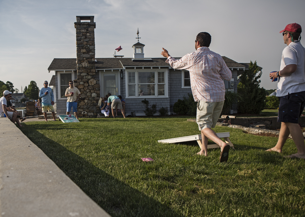 The Barrington crew playing some corn hole