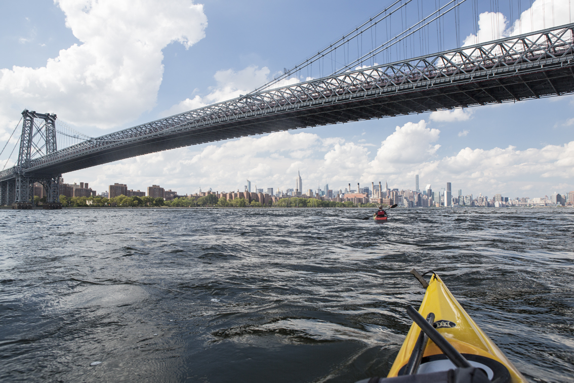 Going under the Williamsburg Bridge.