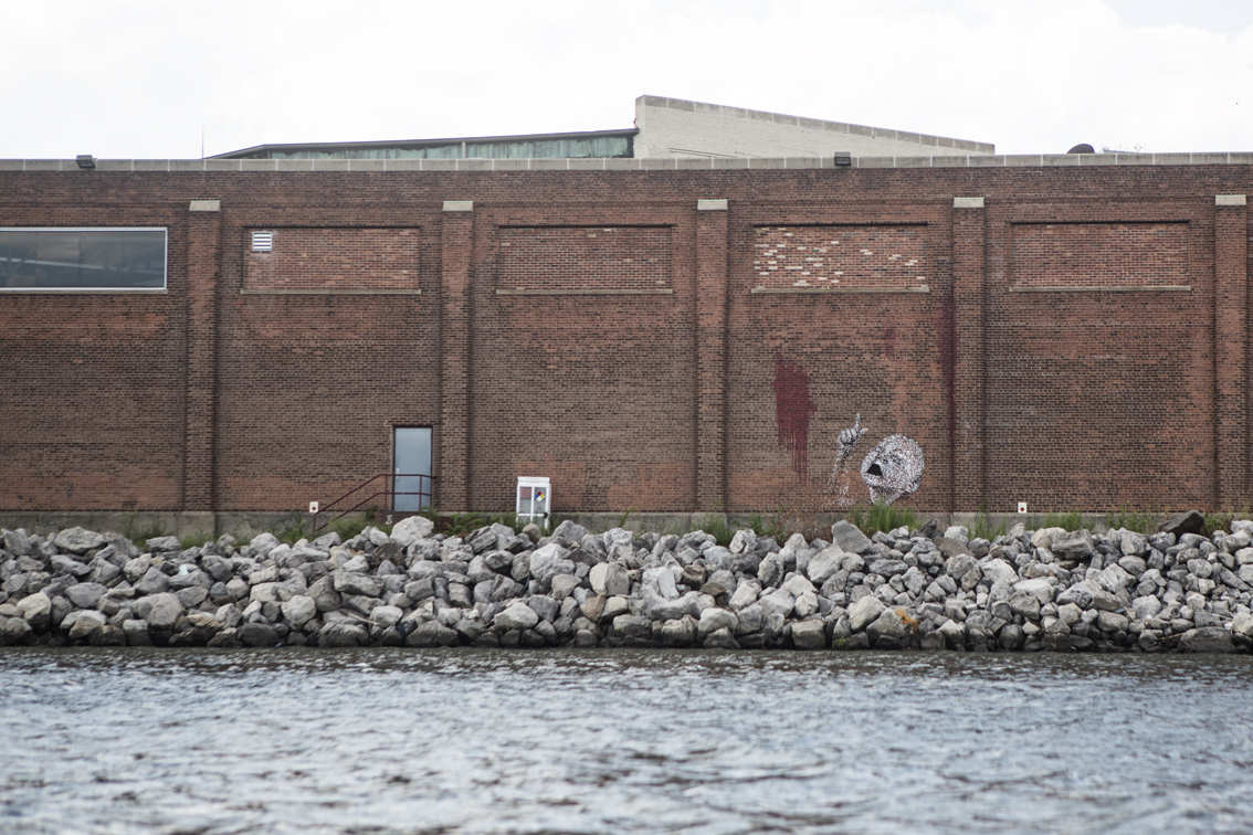 Graffiti at the mouth of Newtown creek. This is how we both felt.