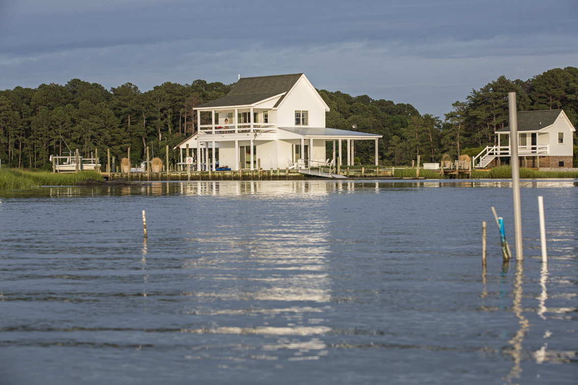 The front of the house from the water.