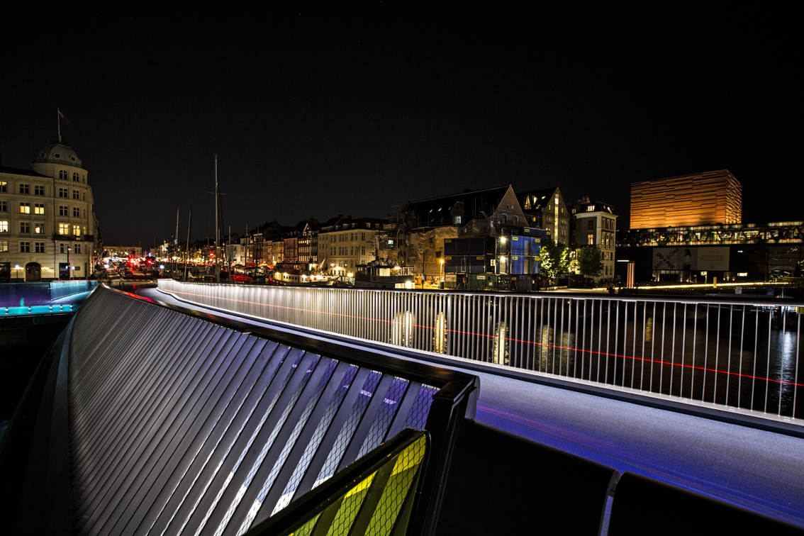 Nyhavn, as seen from the newly completed Inderhavnen bridge.