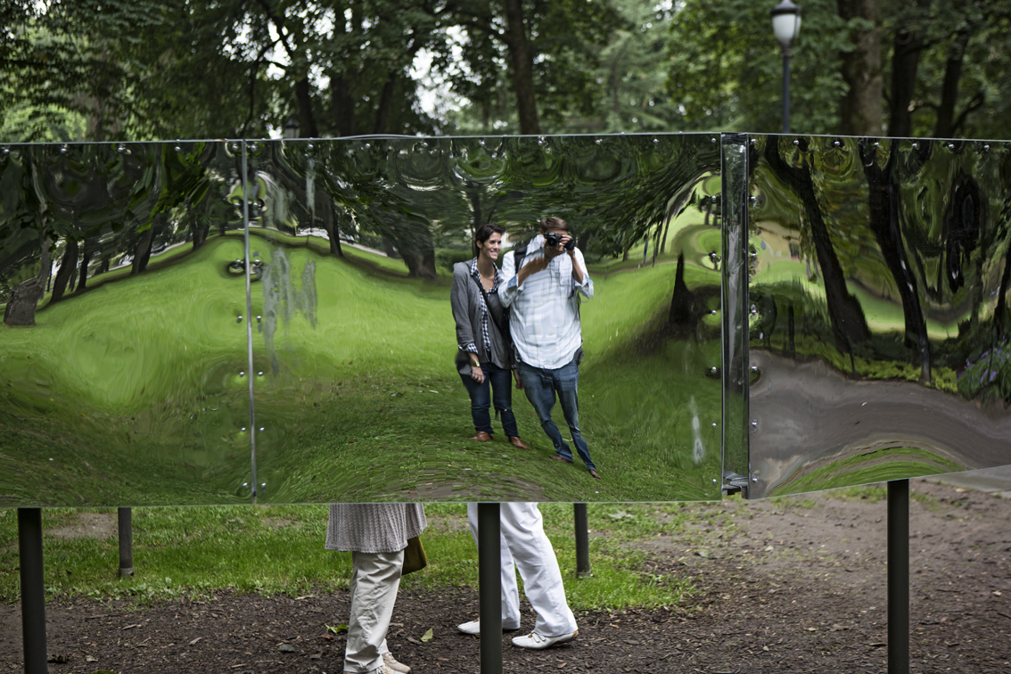 Some cool mirrored sculpture in the palace park.