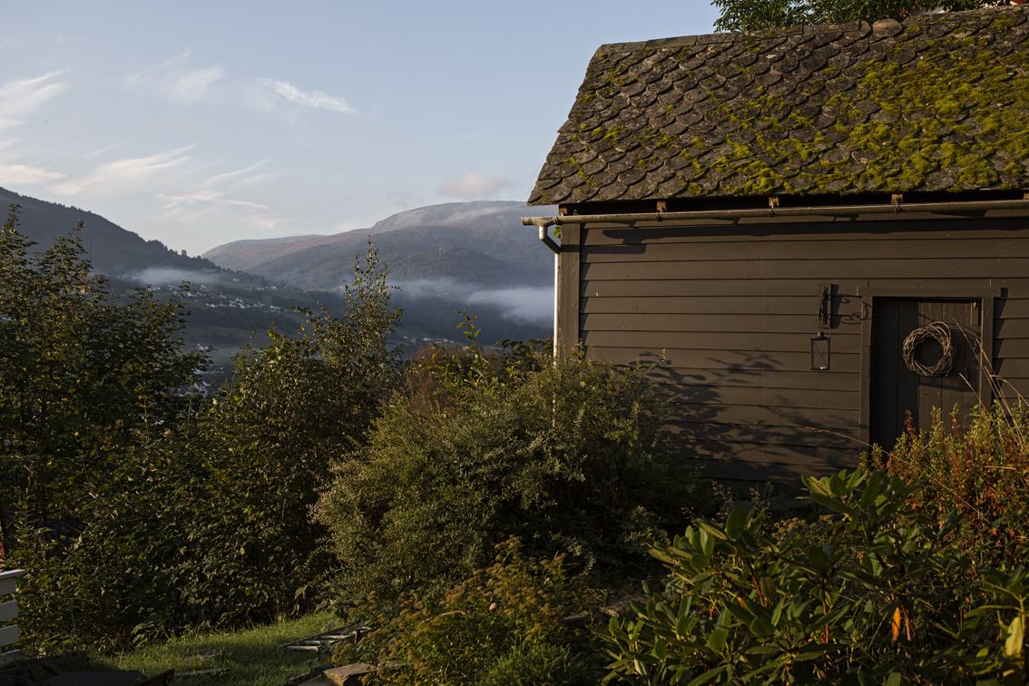 Our mountain view from the apartment window in Voss - it was pretty spectacular.