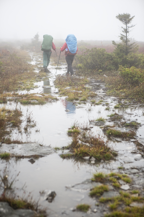 Hiking across Raven Ridge. The view could've been awesome. Instead we saw puddles and rocks.