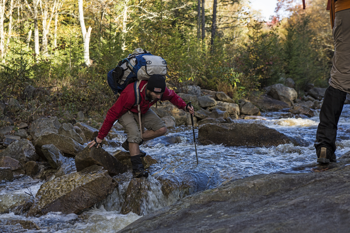 Nate crossing the creek.
