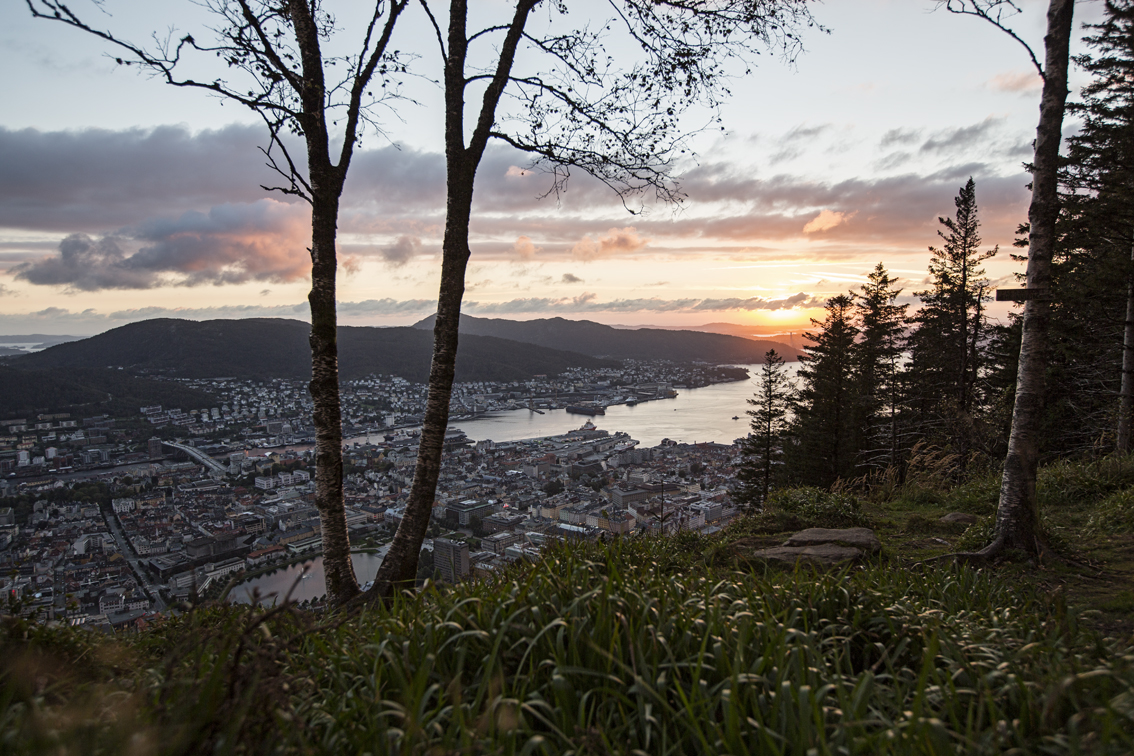 Sunset over Bergen, just off the beaten path - and away from the hundreds of other folks taking pictures of sunset.