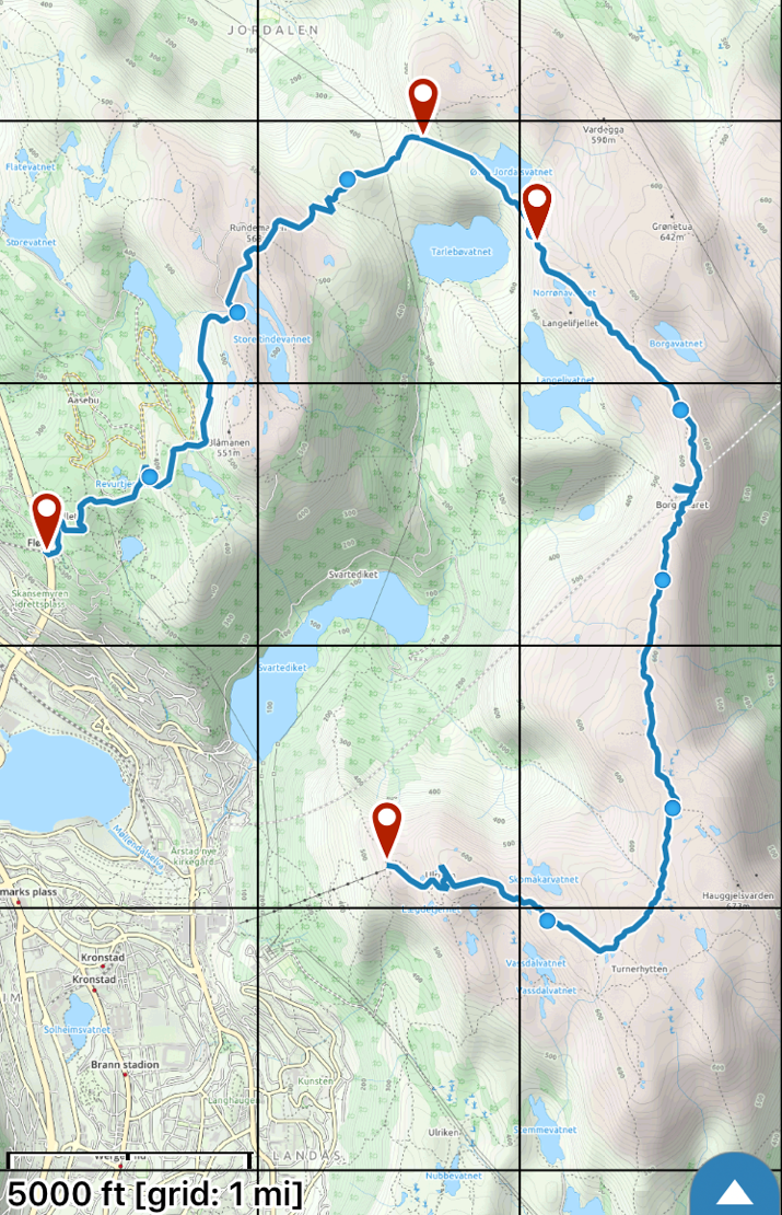 Our route, which was 8.7 miles and took us 6.5 hours from start to finish. It was a long day.