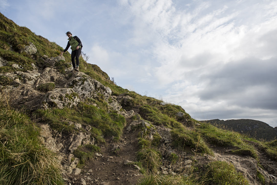 Scrambling down to the resevoirs.