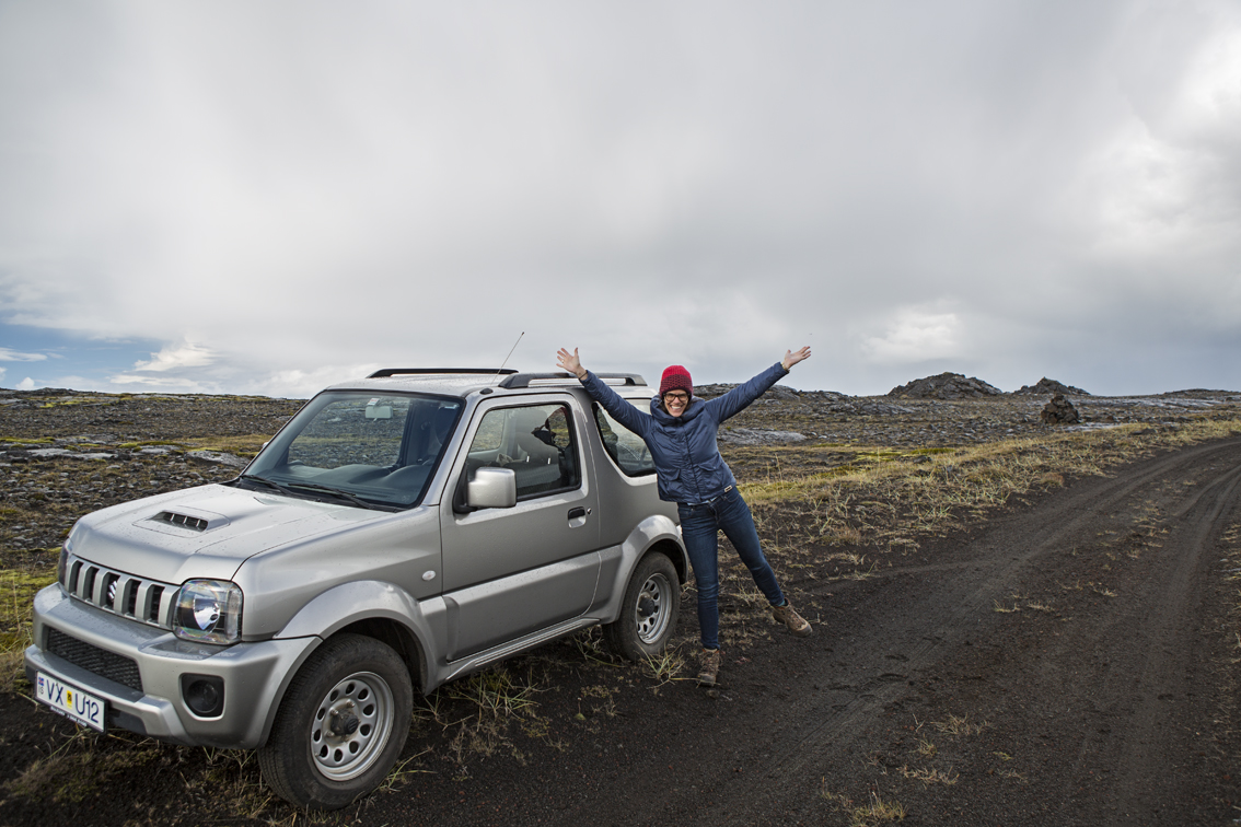 Sloane and our awesome little Suzuki Jimny. This car was pretty capable, but honestly - of all the places we went - this was the only one we even came close to needing high clearance or 4 wheel drive - but we did use them both immediately on this side trip.