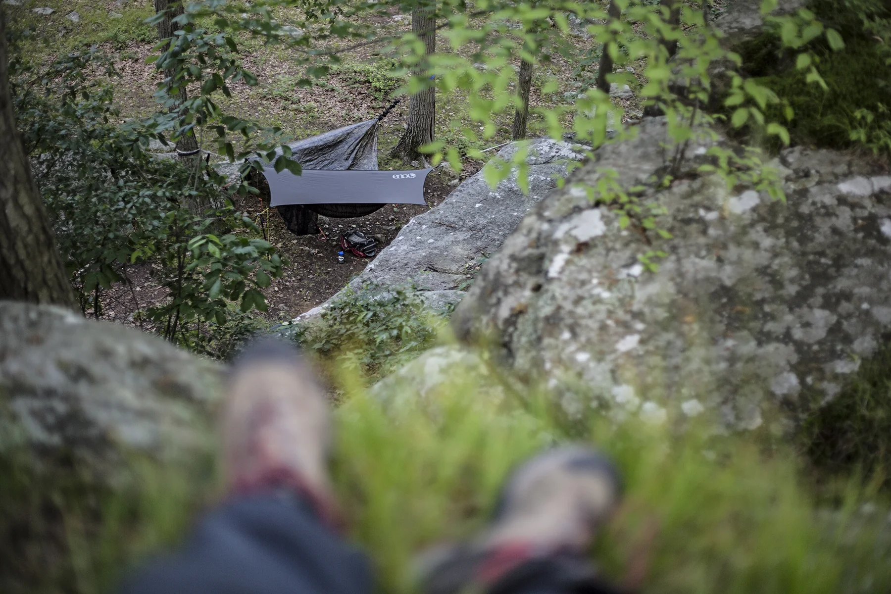 Looking down on our camp from up near the shelter area.