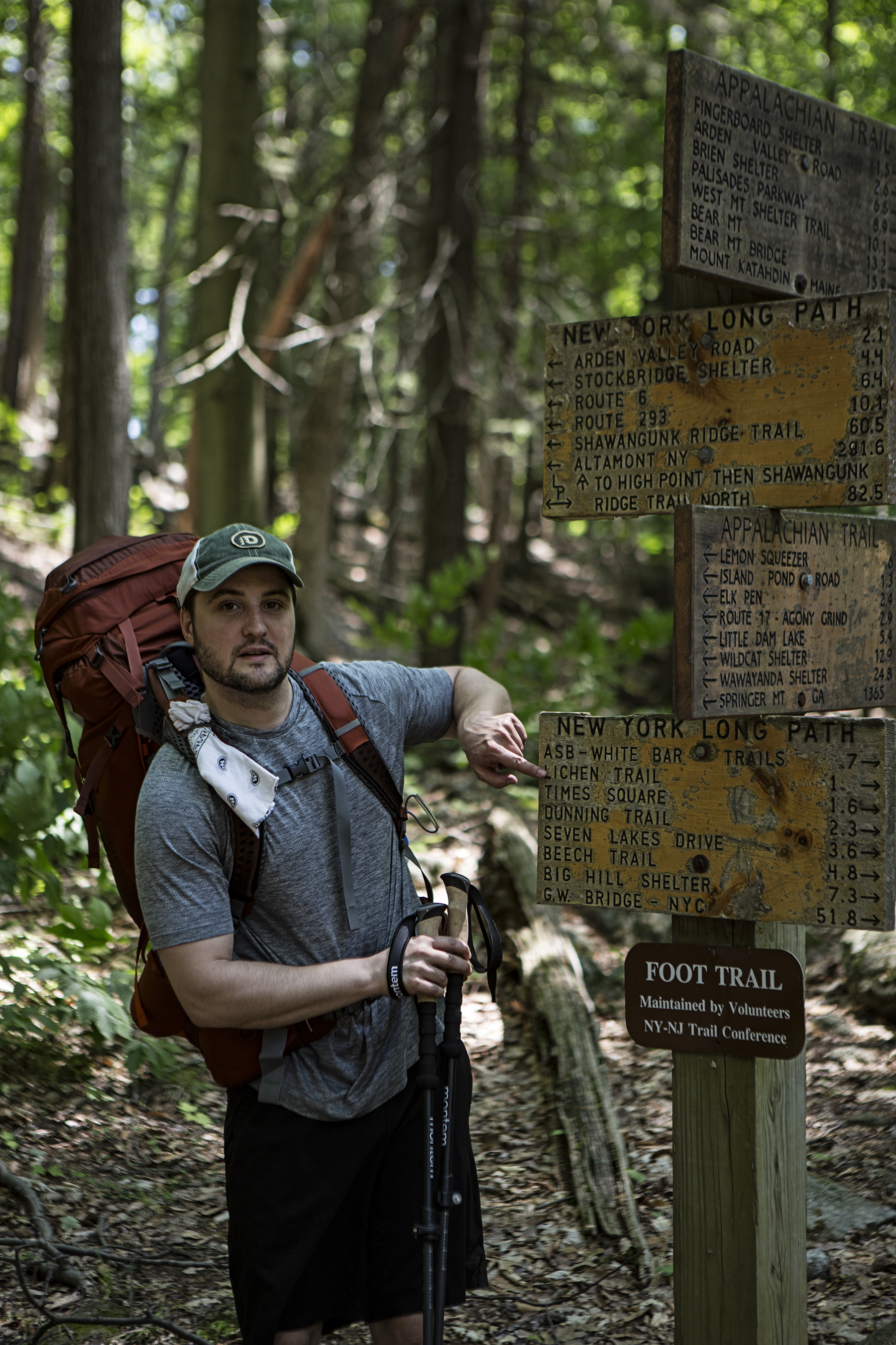 Loren at the crossing of the AT and the Long Path.