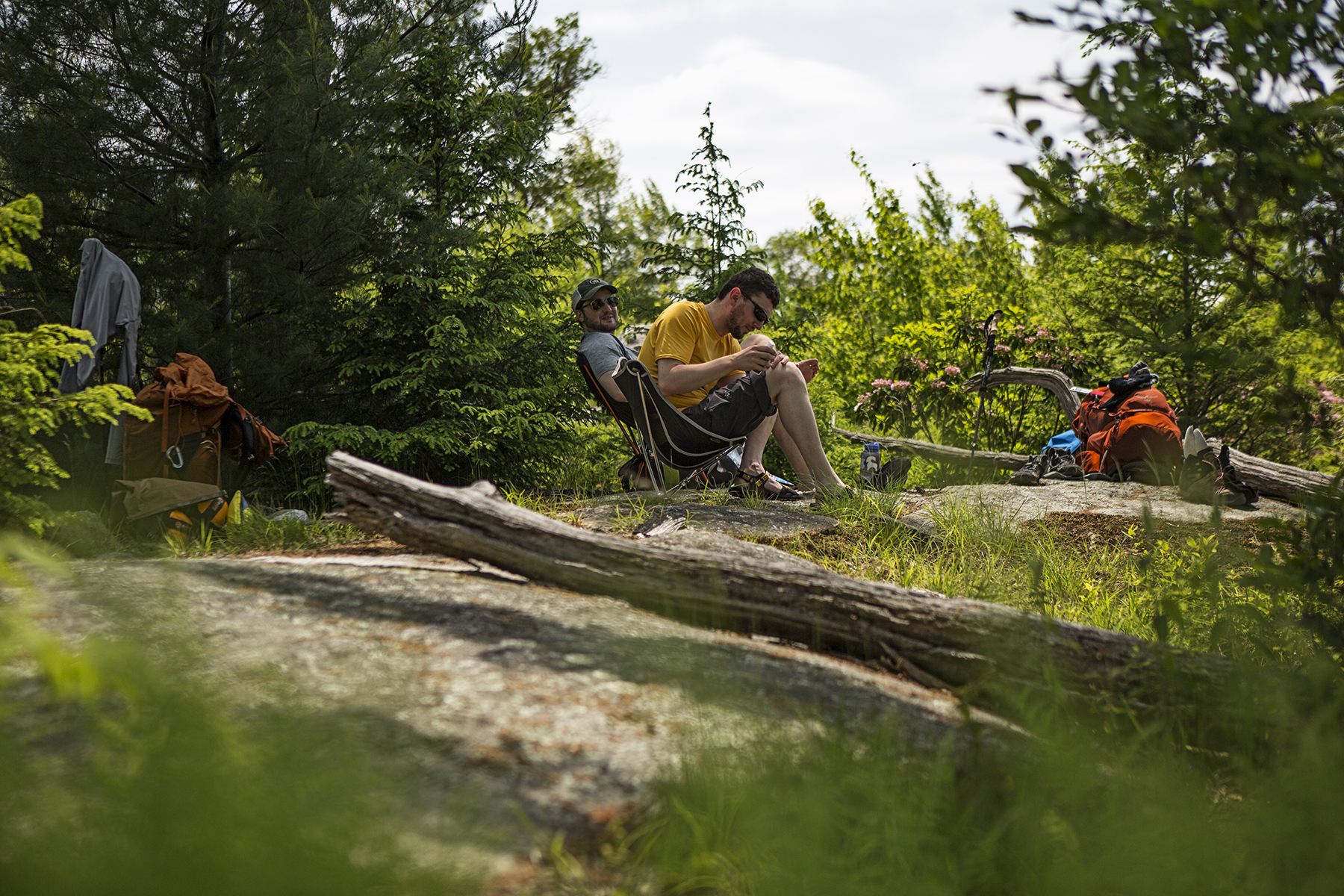 Lunch time in the shade up on top of bald rocks.