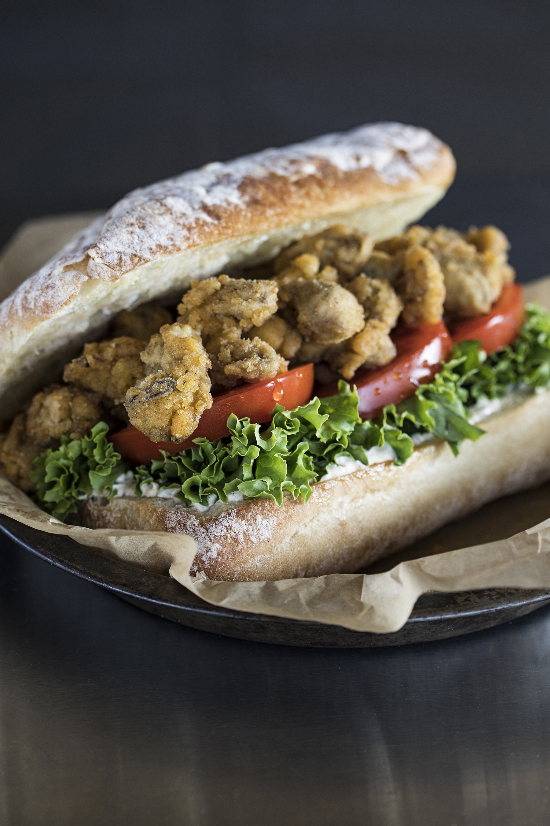 Oyster Po'Boy with Old Bay Tiger Sauce