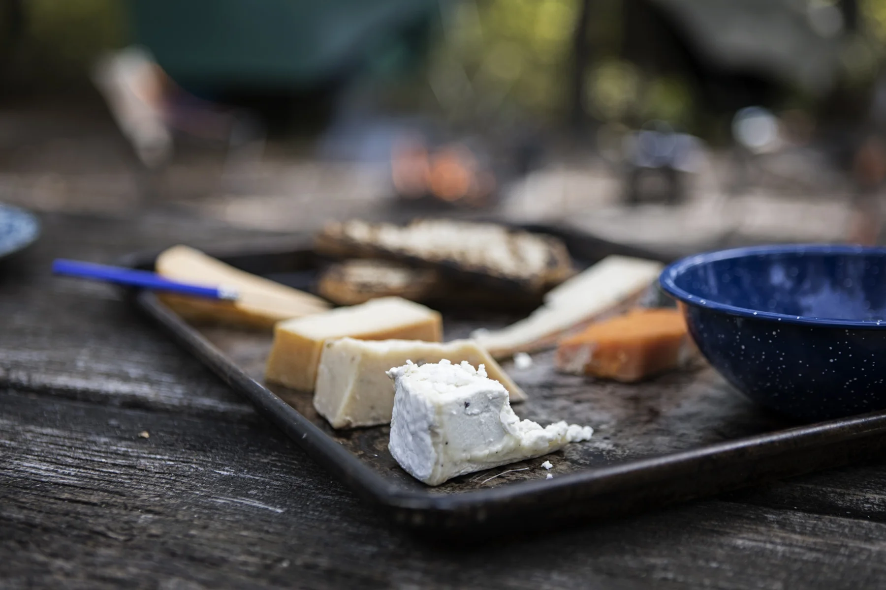 Fireside cheese plate.