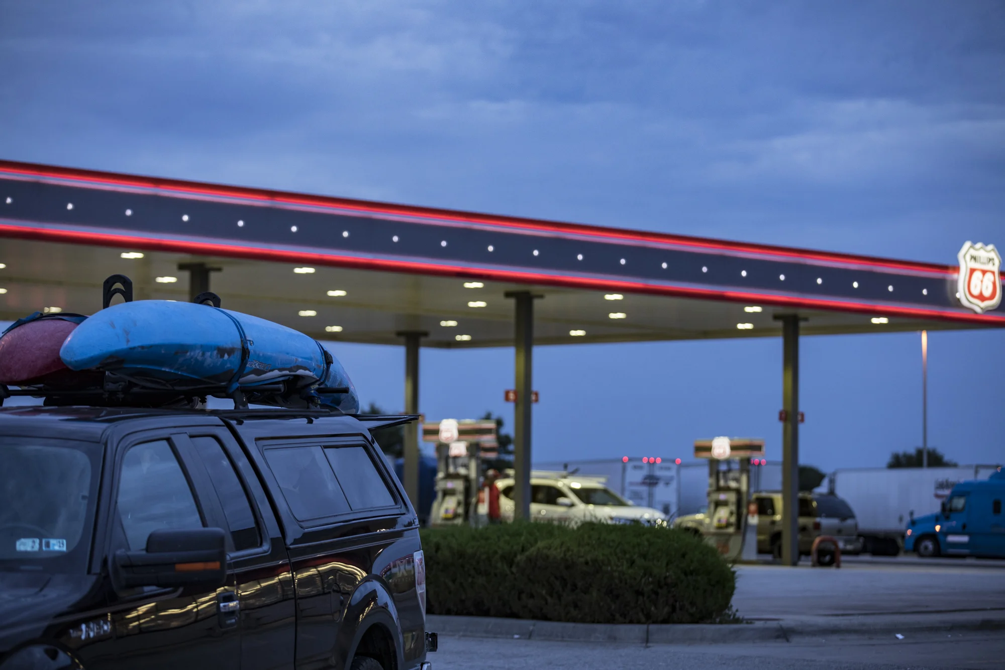Early morning pit stop in Kansas.