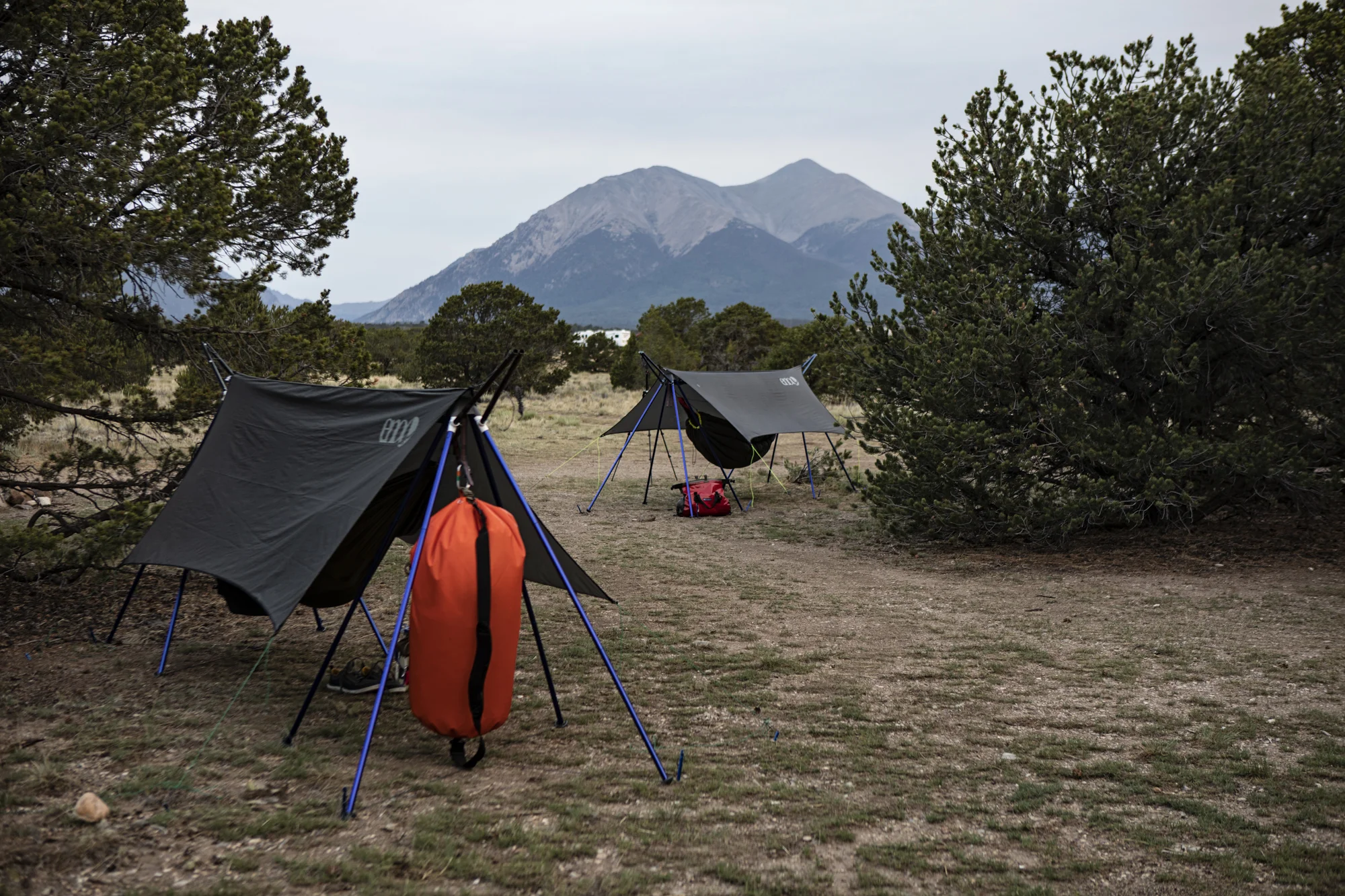 Dry run set up of our self modified hammock stands (modified to support a tarp), which I received from ENO in exchange for some photography of them in the Grand Canyon. These are where Jim and I hung our heads, and gear, every night along the Colorado river, and it was amazing. You’ll be seeing a lot more of these in the future posts about this trip.