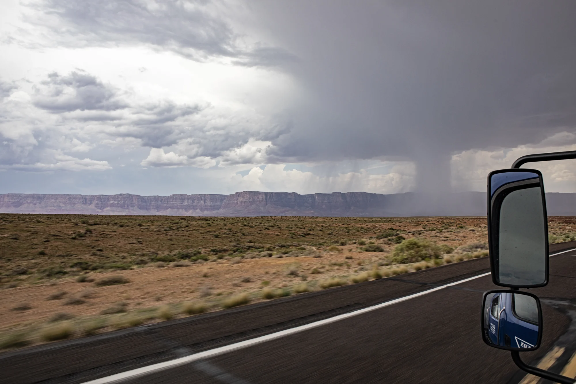 Localized rain storm over the canyon viewed from Bitter Springs, AZ.