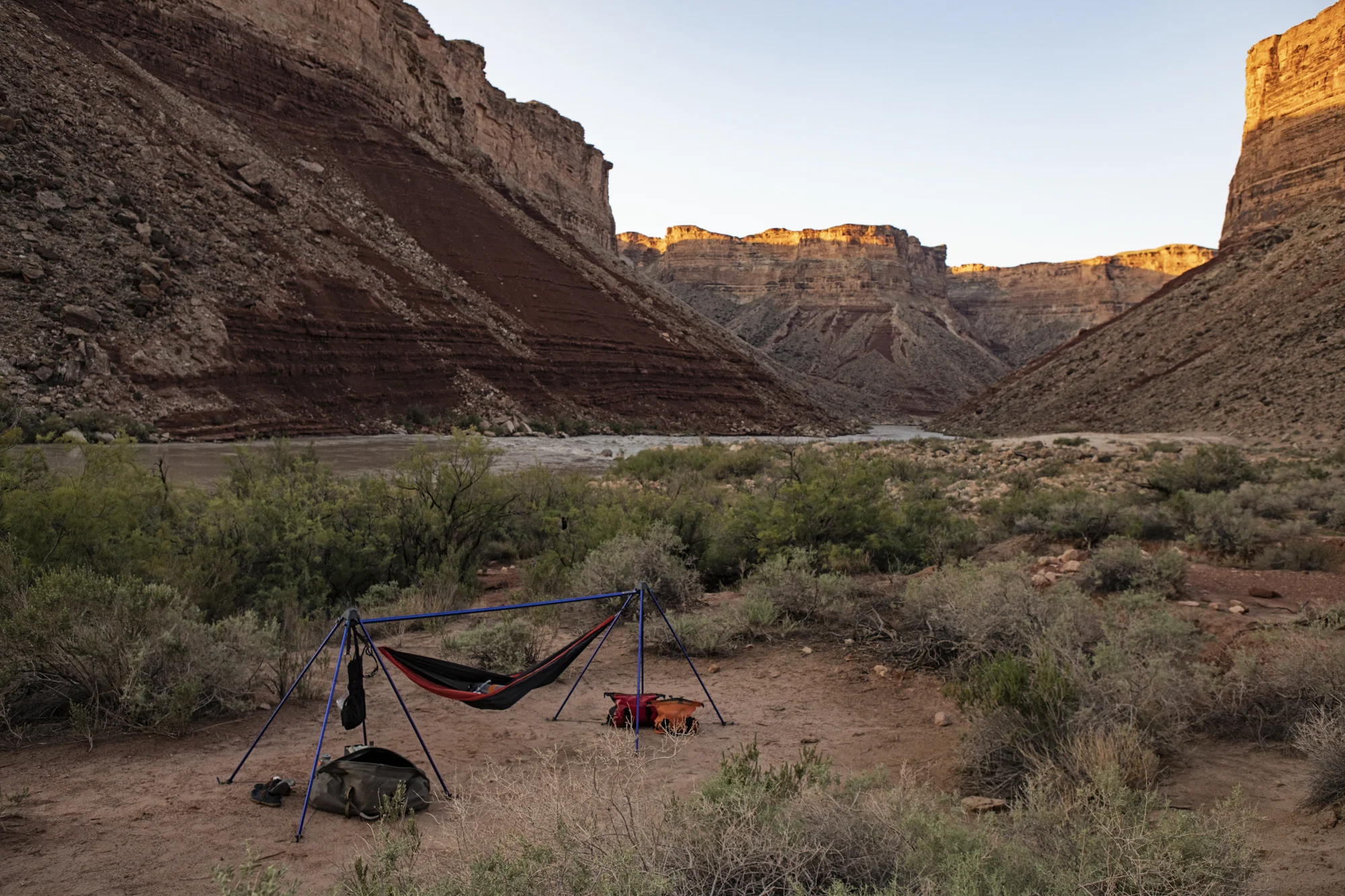 First sunrise in the canyon, at my first campsite, overlooking Soap Creek Rapid.
