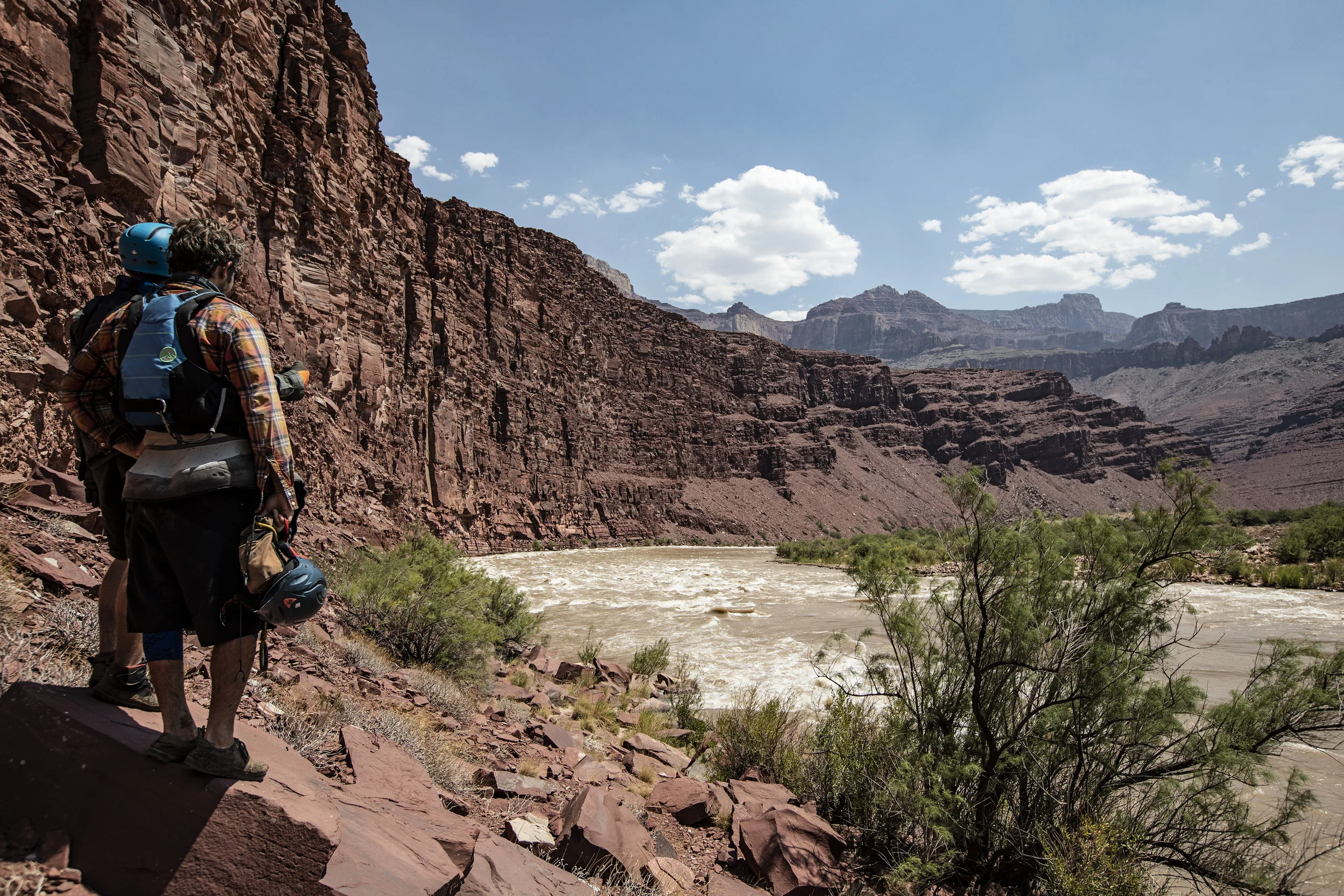 Eric and Nate scouting Unkar Rapid (6), one of the toughest scouts we experienced.