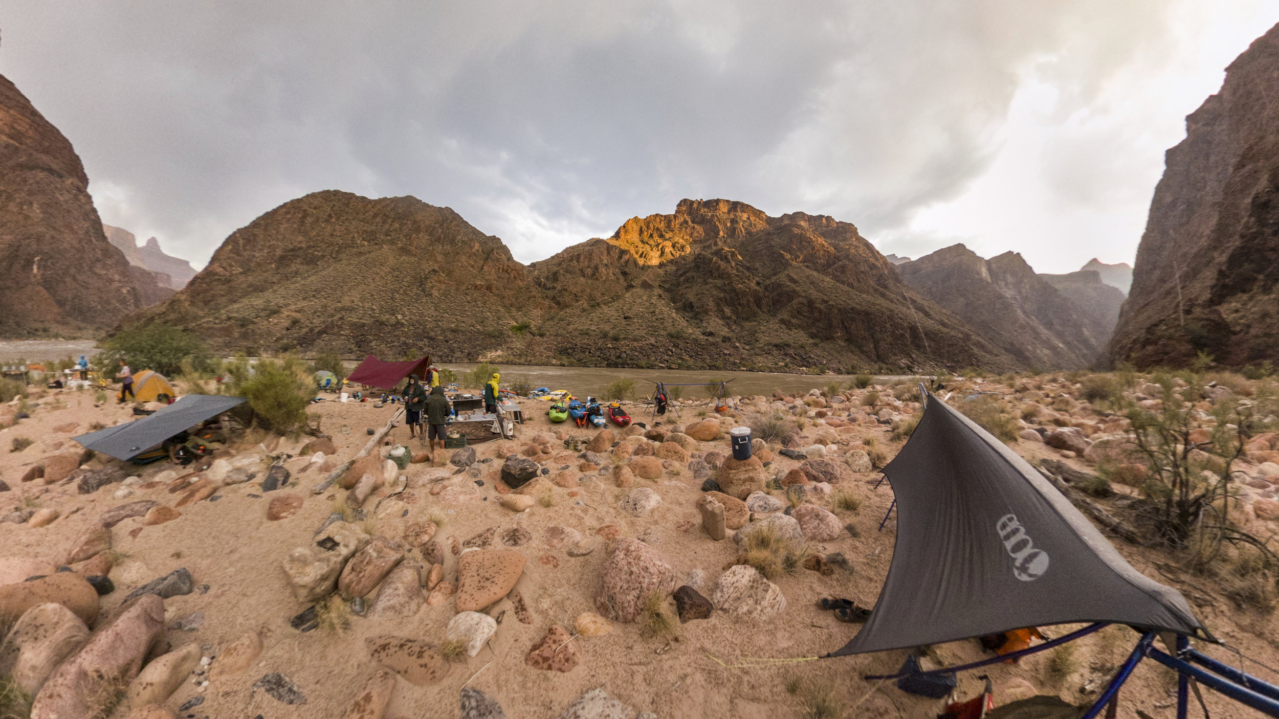 Rain storm at our rocky camp.