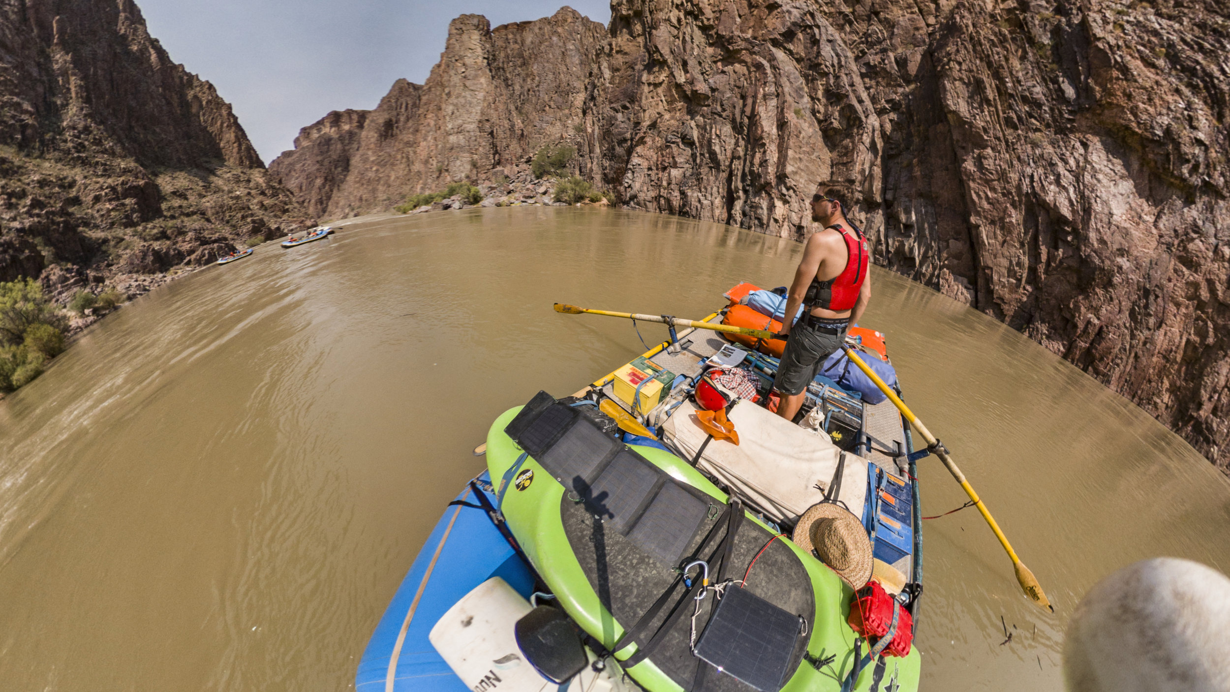 Stand up paddling en route to Granite rapid, sitting gets old on flat water. Voltaic keeping my batteries charged on the water.