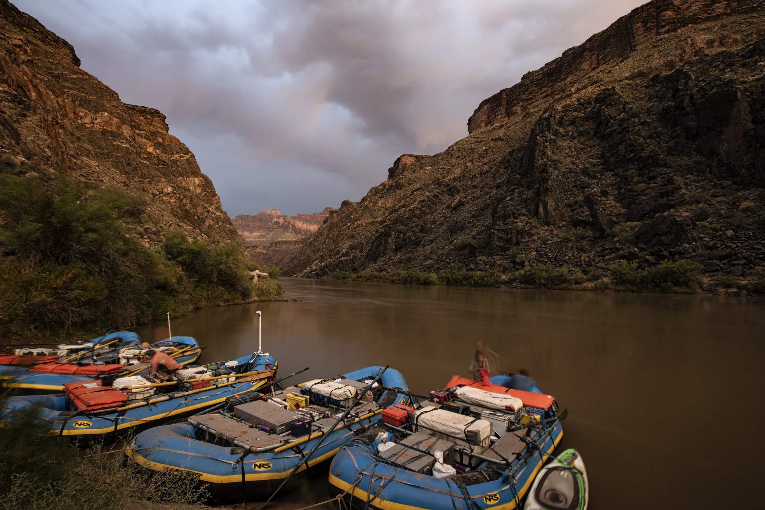 Looking upstream from camp. Nate shooting some photos from one of the rafts.