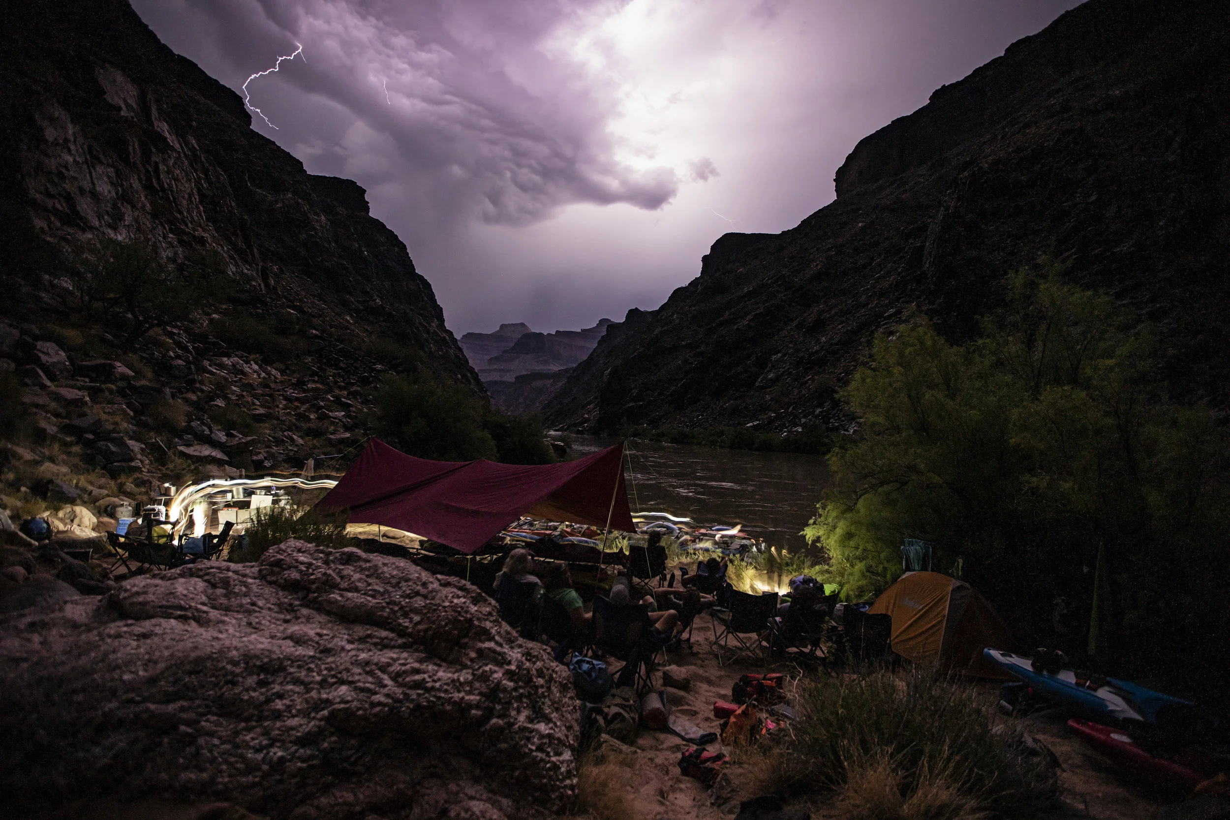 Evening lightning show at camp.