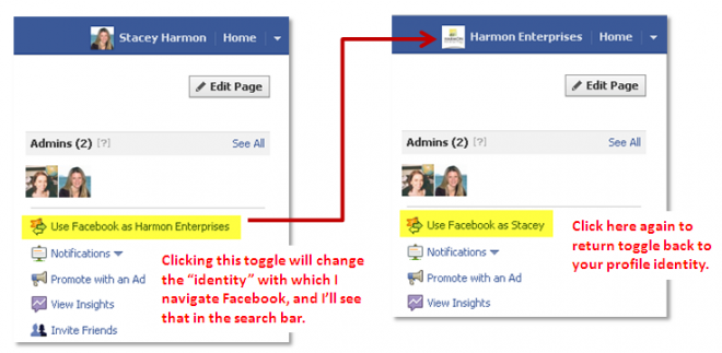 Facebook Identity Toggle