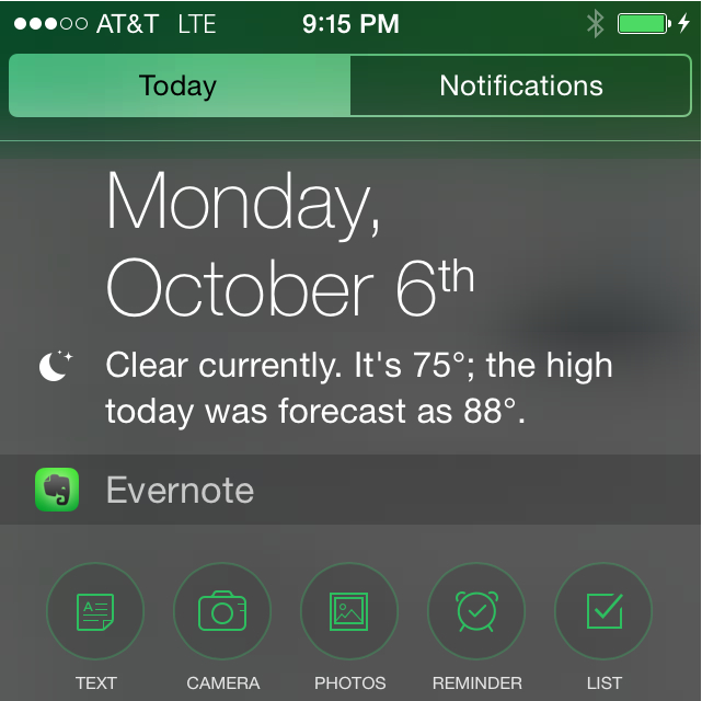 [Evernote]able: One Touch Notes - An Evernote iOS 8 Hidden Secret
