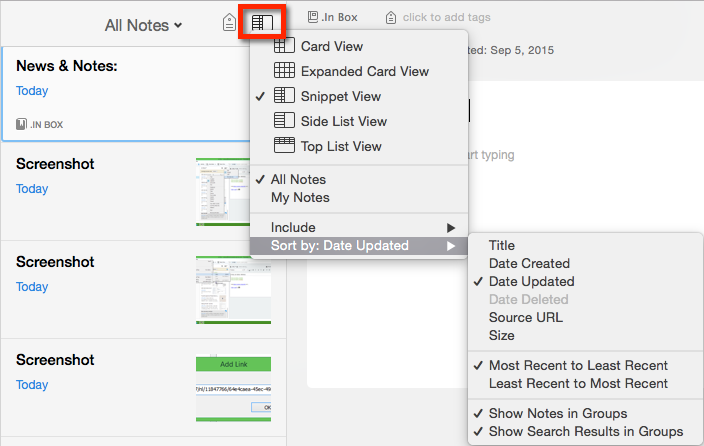 Mac Interface Sort Options