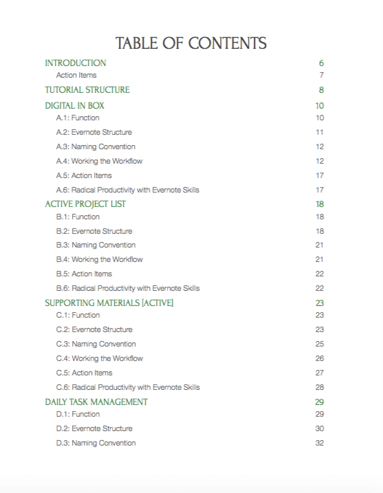 EverDone Table of Contents - Page 1